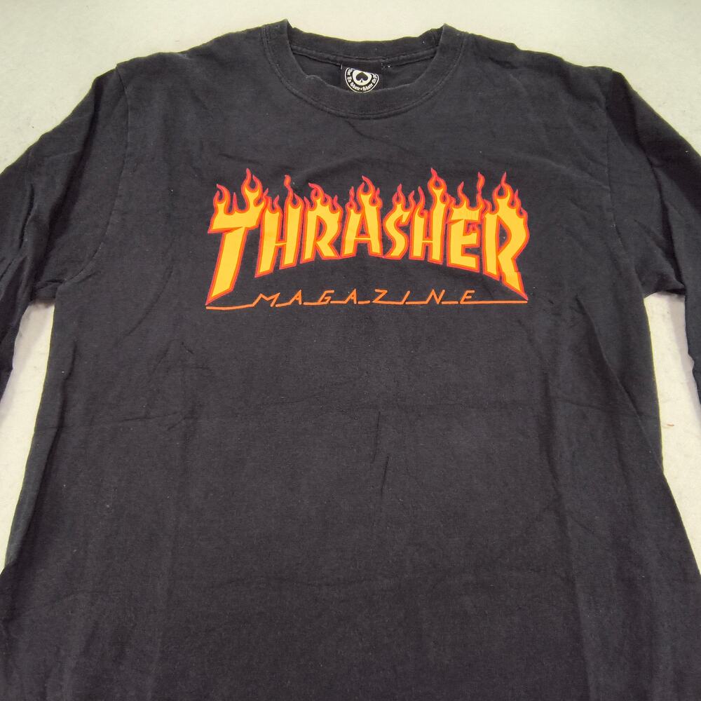 Thrasher Magazine Casual Crew Neck Graphic T Shirt Mens Size Medium M Black